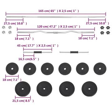 30 kg Barbell and Dumbbell Set - Versatile Workout Options