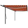 Manual Retractable Awning with LED 5x3.5 m - Orange & Brown