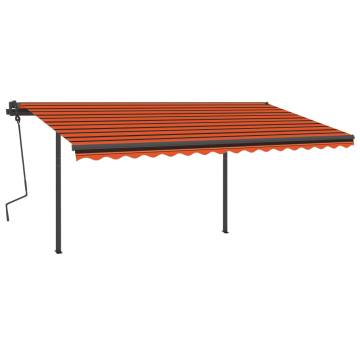 Manual Retractable Awning with LED 5x3.5 m - Orange & Brown