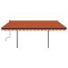 Manual Retractable Awning with LED 5x3.5 m - Orange & Brown