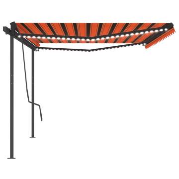 Manual Retractable Awning with LED 5x3.5 m - Orange & Brown