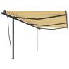 Manual Retractable Awning with Posts 6x3.5 m Yellow and White Colour yellow and white Size 6 x 3.5 m Quantity in Package 1 