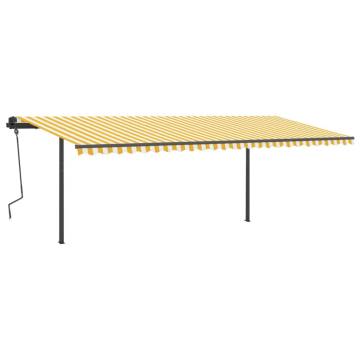 Manual Retractable Awning 6x3.5m - Yellow & White