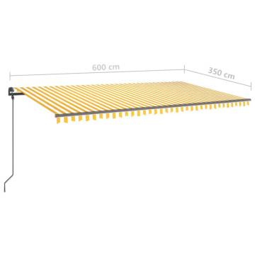 Manual Retractable Awning 6x3.5m - Yellow & White