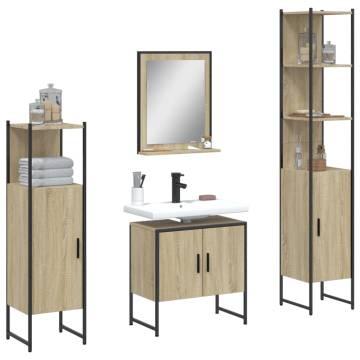 4 Piece Bathroom Cabinet Set in Sonoma Oak - Stylish Storage