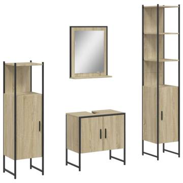 4 Piece Bathroom Cabinet Set in Sonoma Oak - Stylish Storage