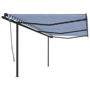 Buy Manual Retractable Awning 6x3m - Blue & White | HipoMarket