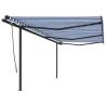 Manual Retractable Awning with Posts 6x3 m Blue and White Colour blue and white Size 6 x 3 m Quantity in Package 1 