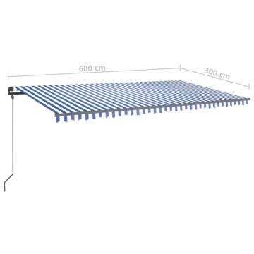 Buy Manual Retractable Awning 6x3m - Blue & White | HipoMarket