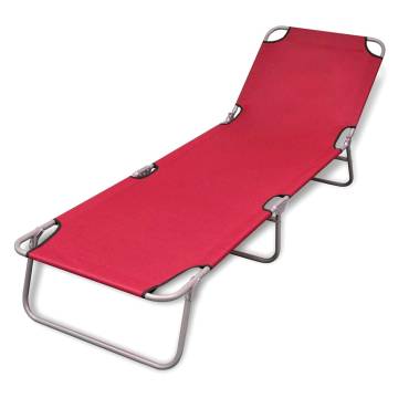 Folding Sun Lounger - Red, Powder-coated Steel | HipoMarket