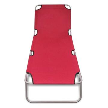 Folding Sun Lounger - Red, Powder-coated Steel | HipoMarket