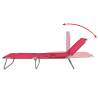 Folding Sun Lounger - Red, Powder-coated Steel | HipoMarket