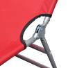 Folding Sun Lounger - Red, Powder-coated Steel | HipoMarket