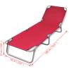 Folding Sun Lounger - Red, Powder-coated Steel | HipoMarket