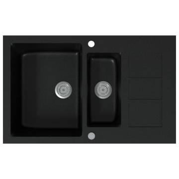 Granite Kitchen Sink Double Basins Black - Durable & Stylish