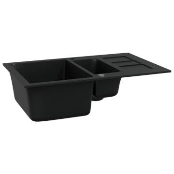 Granite Kitchen Sink Double Basins Black - Durable & Stylish