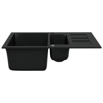 Granite Kitchen Sink Double Basins Black - Durable & Stylish