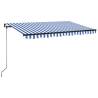 Manual Retractable Awning 400x350cm Blue & White - Hipo Market