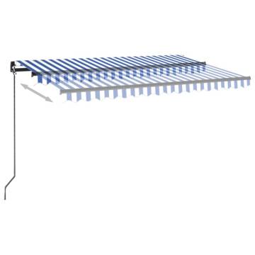 Manual Retractable Awning 400x350cm Blue & White - Hipo Market