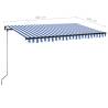 Manual Retractable Awning 400x350cm Blue & White - Hipo Market