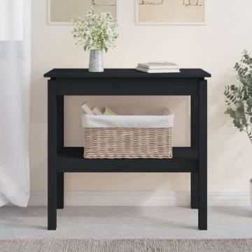 Elegant Black Console Table - Solid Pine Wood 80x40x75 cm