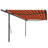 Manual Retractable Awning with Posts 5x3 m Orange and Brown Colour multicolour Size 5 x 3 m Quantity in Package 1 