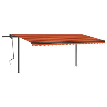 Manual Retractable Awning 5x3m - Orange & Brown | Hipomarket