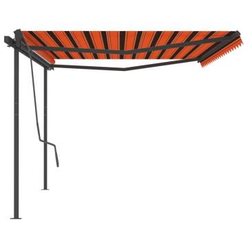 Manual Retractable Awning 5x3m - Orange & Brown | Hipomarket