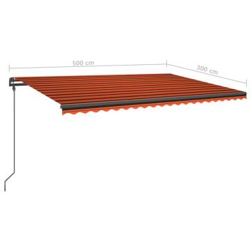 Manual Retractable Awning 5x3m - Orange & Brown | Hipomarket