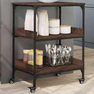 Brown Oak Kitchen Trolley - Versatile Storage Solution | Hipo Market