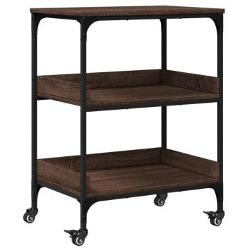 Brown Oak Kitchen Trolley - Versatile Storage Solution | Hipo Market