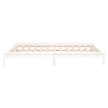 LED Bed Frame White 160x200 cm - Solid Wood Elegance