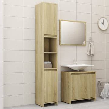 3 Piece Bathroom Furniture Set - Sonoma Oak Engineered Wood