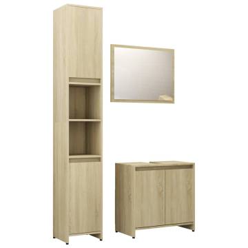 3 Piece Bathroom Furniture Set - Sonoma Oak Engineered Wood