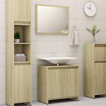 3 Piece Bathroom Furniture Set - Sonoma Oak Engineered Wood