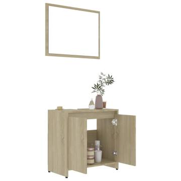 3 Piece Bathroom Furniture Set - Sonoma Oak Engineered Wood