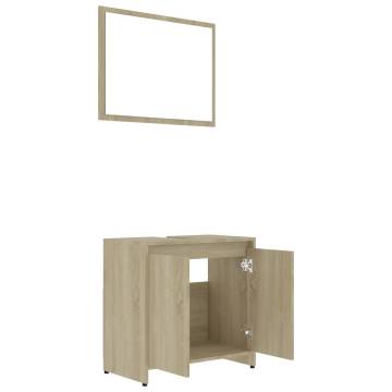 3 Piece Bathroom Furniture Set - Sonoma Oak Engineered Wood