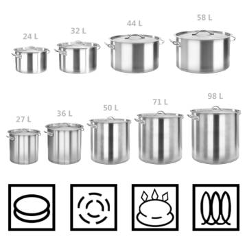 50L Stainless Steel Stock Pot - Durable Kitchen Essential