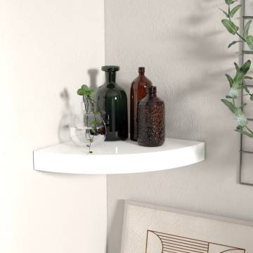 Floating Corner Shelf High Gloss White - Stylish & Durable