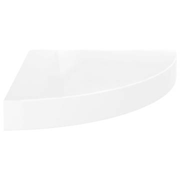 Floating Corner Shelf High Gloss White - Stylish & Durable