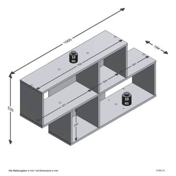 FMD Wall-mounted Shelf with 4 Compartments - Artisan Oak