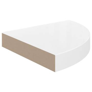 Floating Corner Shelf High Gloss White - Stylish & Durable