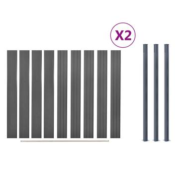 Fence Panel Set Grey 353x186 cm WPC - Durable & Stylish