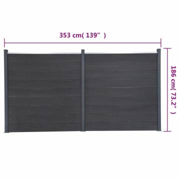 Fence Panel Set Grey 353x186 cm WPC - Durable & Stylish