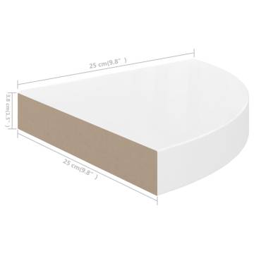 Floating Corner Shelf High Gloss White - Stylish & Durable