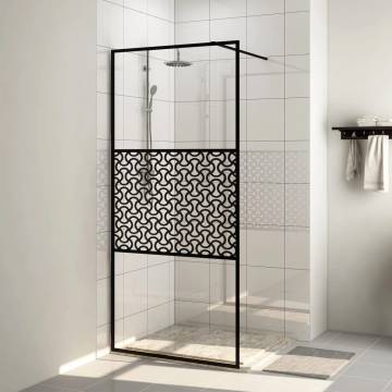 Walk-in Shower Wall 115x195 cm with Clear ESG Glass - Black