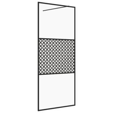 Walk-in Shower Wall 115x195 cm with Clear ESG Glass - Black