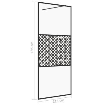 Walk-in Shower Wall 115x195 cm with Clear ESG Glass - Black