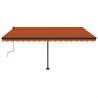 Manual Retractable Awning with LED 400x350 cm - Orange & Brown