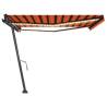 Manual Retractable Awning with LED 400x350 cm - Orange & Brown